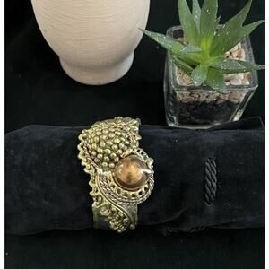 Vintage Mexican Mixed Metals Cuff Bracelet Brutalist Modern Copper Silver Brass